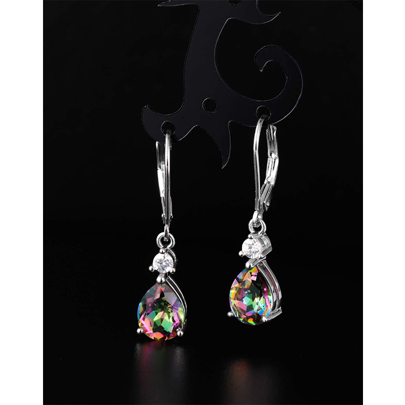 TEMU Europa y los Estados Unidos transfronterizos 925 plata esterlina pendientes de zircón coloridos para mujeres otoño y invierno lujosos pendientes de alta sensación