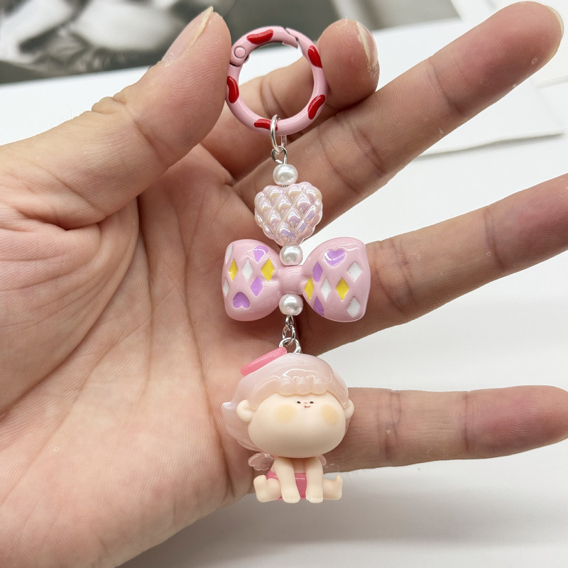 キャンディーカラーのラブオイルドリップリボンキーホルダー携帯電話チェーンバッグペンダントdiy手作りブラインドボックスかわいい装飾品|undefined