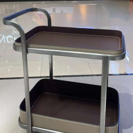 轻奢马鞍皮移动沙发边几小推车茶几客厅家用角几床头柜带轮置物架