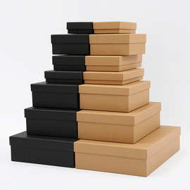现货天地盖纸盒牛皮纸礼品盒生日礼物盒硬纸盒长方形黑色大礼盒