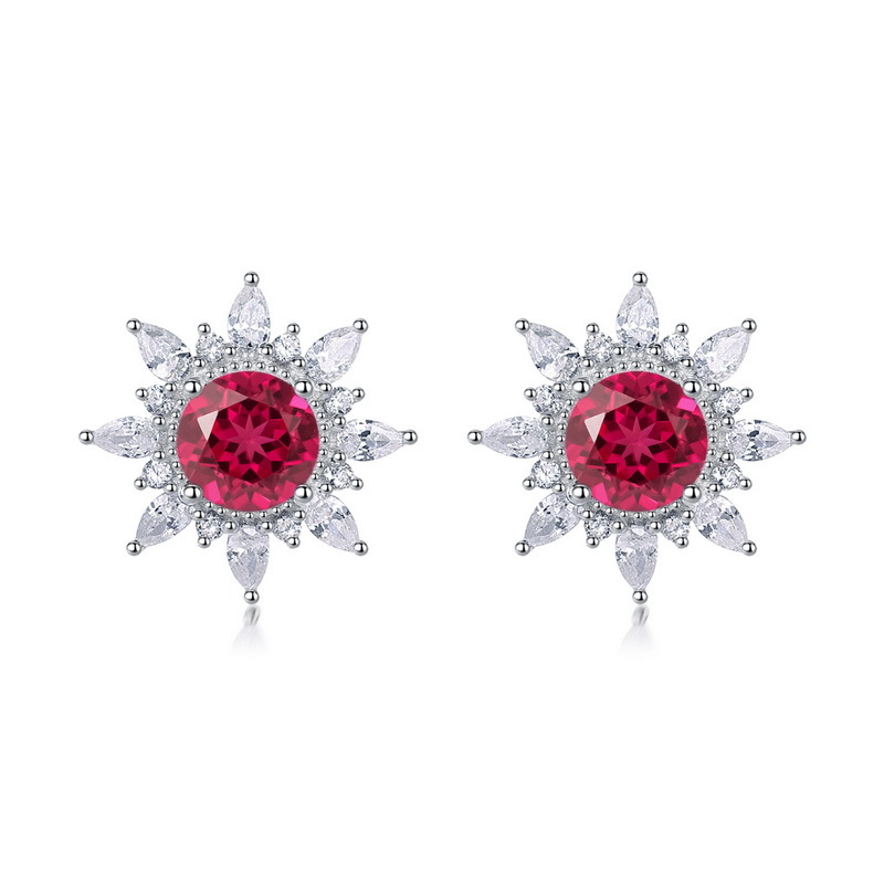 Especializado en Europa y América para el cultivo de lujo ligero retro, pendientes de esmeralda, pendientes de color flor de sol de plata S925, simples europeos y americanos