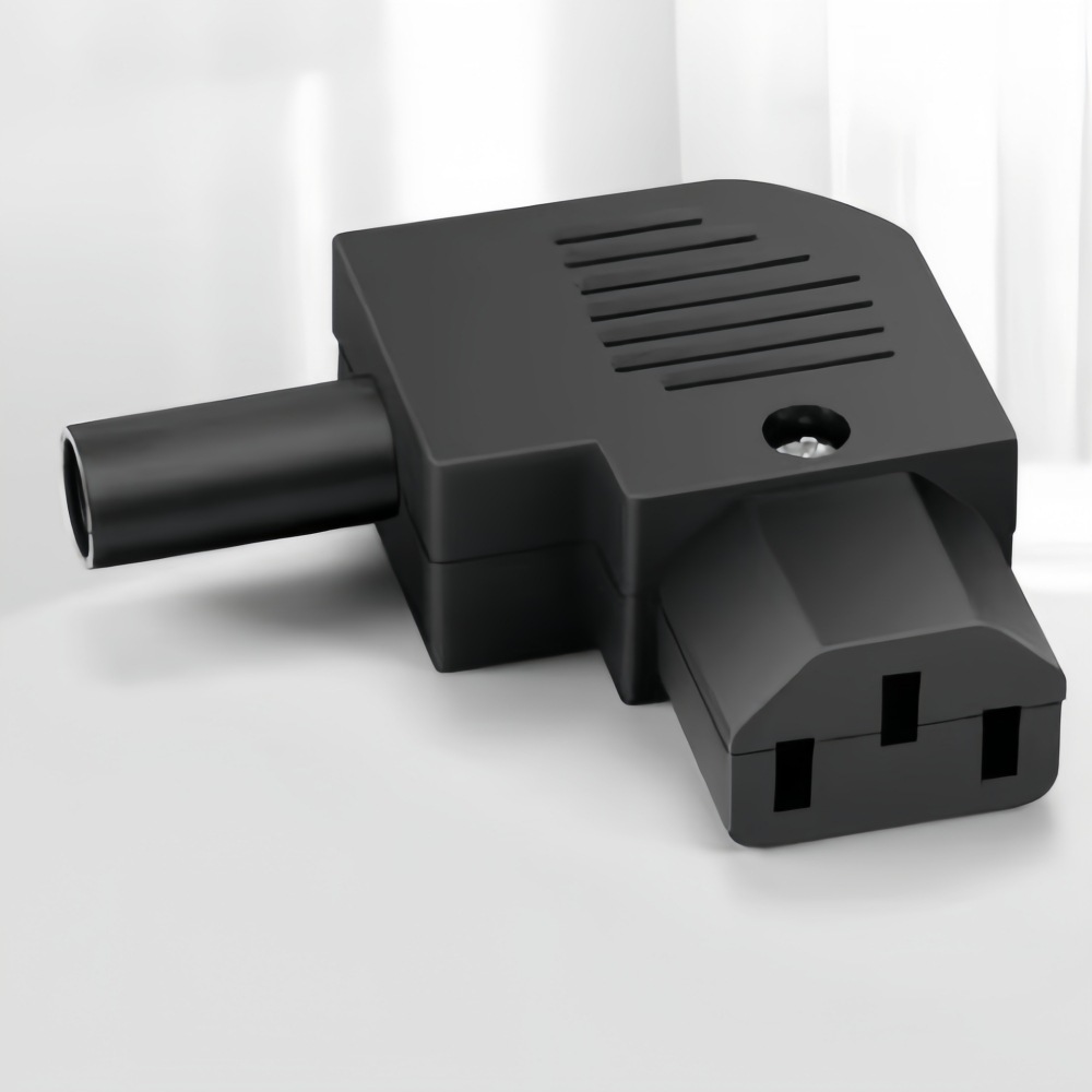 AC电源插座 三芯电源线插头10A90度弯头品字插座公头母头对接插头