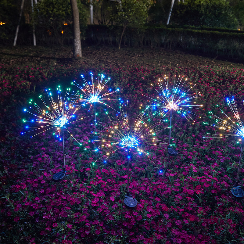 Nuevos fuegos artificiales de diente de león solar al aire libre impermeable hogar jardín ambiente decorativo lámpara de césped