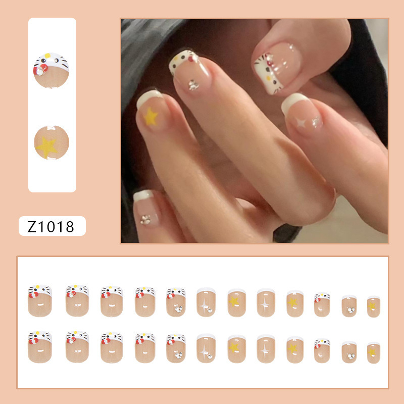 Patrón de perlas blancas de diamantes hechos a mano Uña al por mayor| Glue manicure blanqueador| Perforación de alto nivel