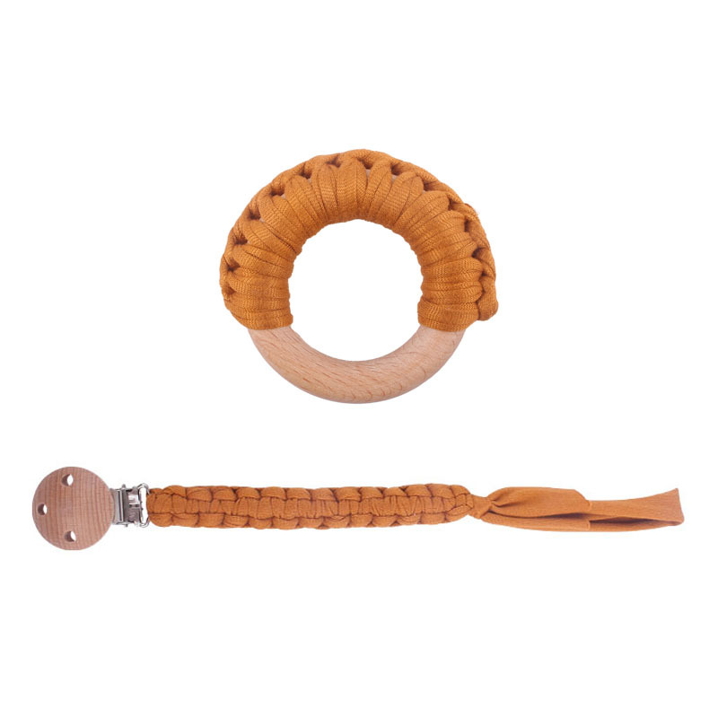 Nuevo bebé suministros haya clip calmante bebé algodón tejido chupete cadena haya anillo mordedor juguete traje