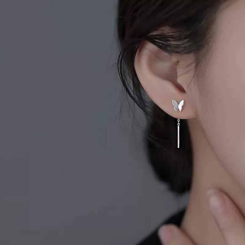 Серебряная игла, серьги, короткая цепочка с кисточками, серебро 925 образец, оптом, стиль легкой роскоши