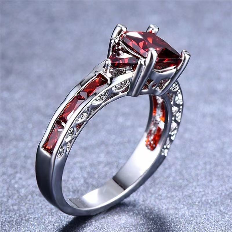 Square Pattern Women'S Gender 1 Piece Simple Style Square Alloy Inlay Rhinestones Women's Rings