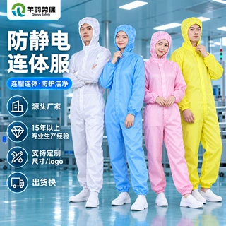 实验室防静电连帽连体服洁净车间三连体防护服电子厂定制无尘服