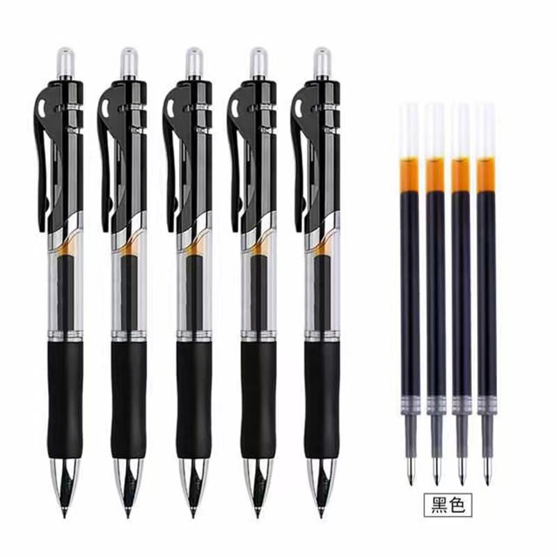 K35 push pen large capacity 0.5mm black gel pen quick-drying durable student exam office signature pen wholesale