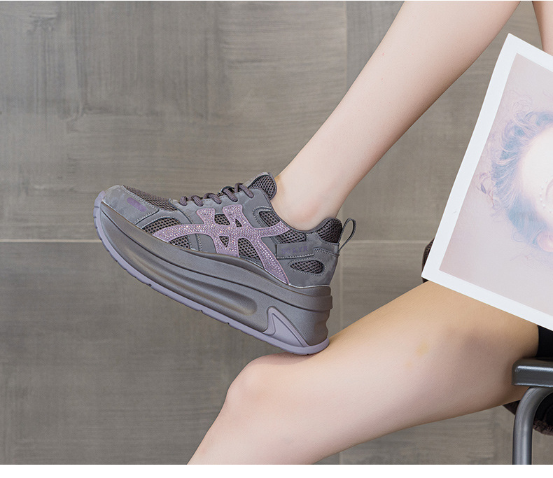 Giày sneaker nữ đế dày tăng chiều cao phong cách dad shoes mới thu 2026 — M2931 màu đen, M2931 màu nâu, M2931 màu xám chi tiết 19
