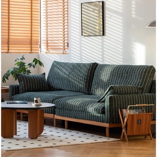 Linye Sofa Scandinavian Fabric Sofa Small Apartment Living Room Chenille Velvet Japanese Retro Three-Seat Sofa