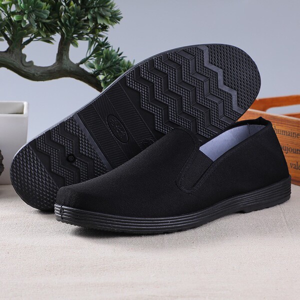 Solid color black low cloth espadrilles