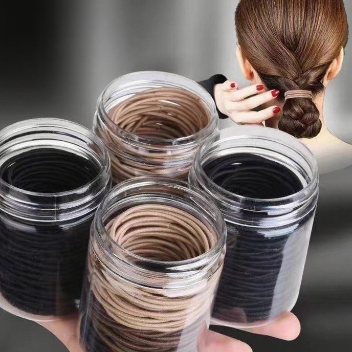 100 tiras de goma enlatadas básicas anillo de cabello macarón tiras de goma en el viento alto valor facial versátil tiras de goma cuerdas de cabello