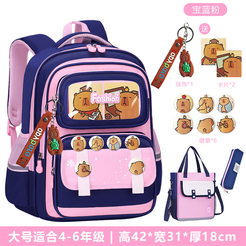 Nueva mochila escolar para niños Capibara para estudiantes de primaria, niños y niñas, grados 1,23 a 6, mochila de carga de gran capacidad