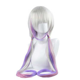 美姿 小林家的龙女仆 康娜萝莉双马尾女挑染粉渐变紫 动漫cos假发