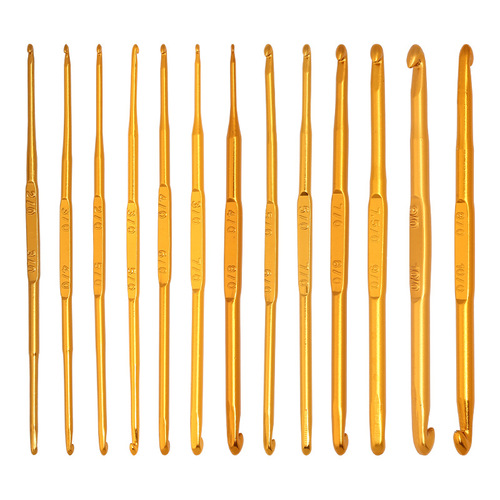 Multi-specification double-headed alumina crochet hooks DIY knitting tools Golden aluminum crochet hooks Sweater knitting crochet hooks wholesale