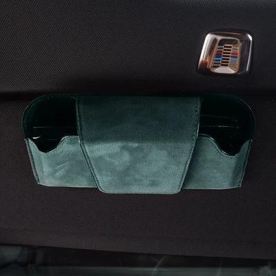 Car Glasses Clip/Bill Clip visor storage car hanging - flip-glasses-case-dark-green