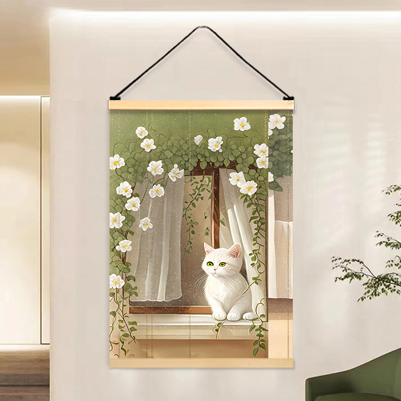 Nordic Creative Living Room Decor Painting Children's Room Bedroom Bedside Canvas Painting Cartoon Entranceway High Definition Scroll Wall Art