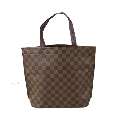 Advertised eco-friendly fabric heat-sealed hand-held mesh coffee-colored shopping bag with logo printed
