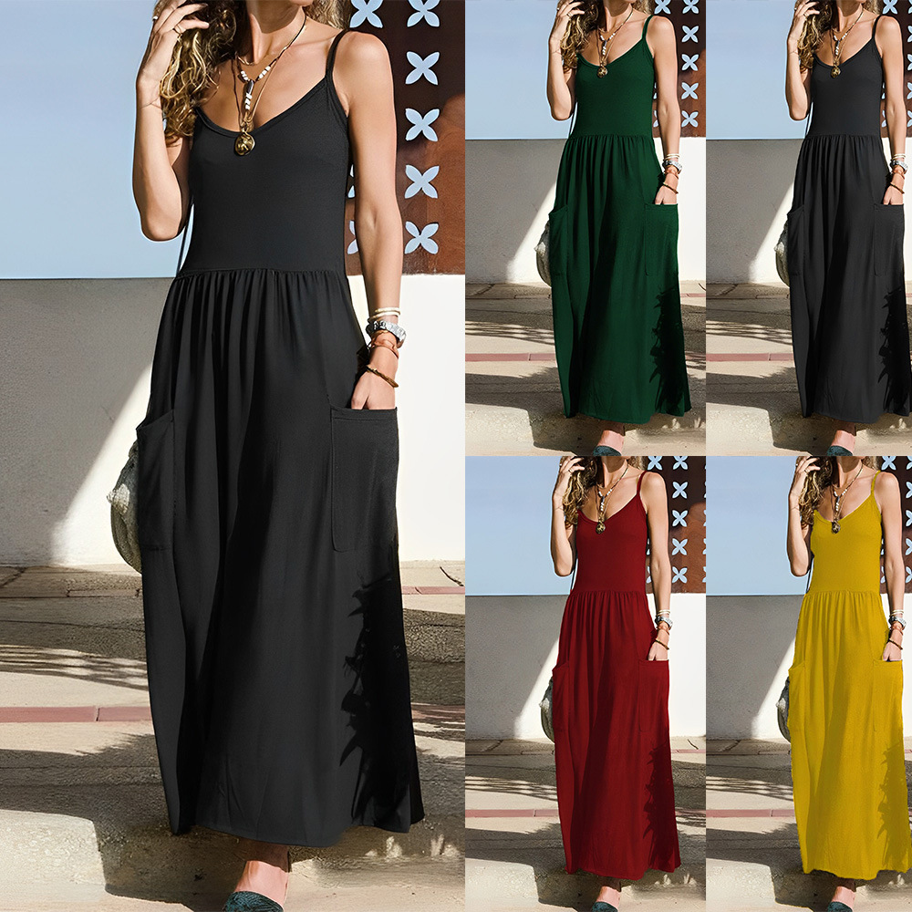 solid color dress for leisure