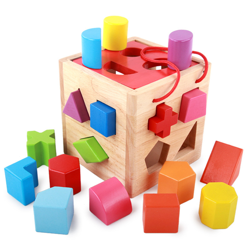 Caja de tesoro a juego de forma multifuncional de madera para niños Inteligencia de educación temprana escena rompecabezas Caja de Inteligencia de cuentas