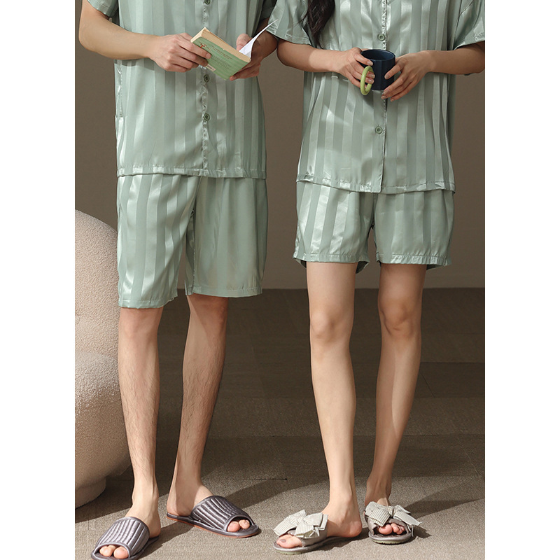 Couple's Pajama Pants Summer Casual Thin Ice Silk Large Pants Silk Satin Home Shorts for Men and Women