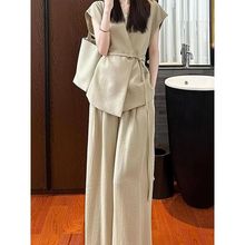 2026超火夏装一整套干练气质轻奢高级感女人味卡其色马甲套装裤女