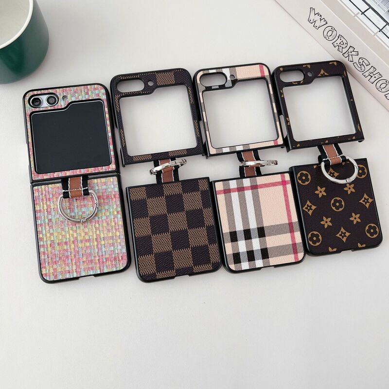 Foreign trade for Samsung ZFLIP5/6 classic European and American leather zflip/3/4 tide brand ladies folding shell