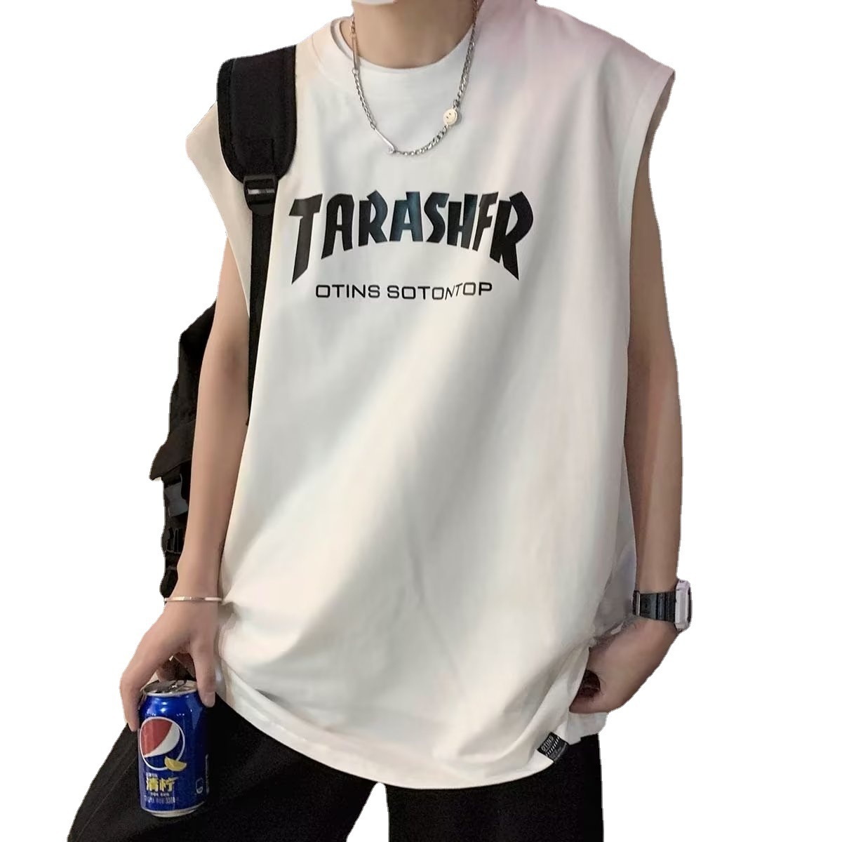 National Fashion American Vest Men's ins Fashionable All-match Casual Outer Wear Sweatshirt Summer Japanese Style Youth Popular Sleeveless T-shirt