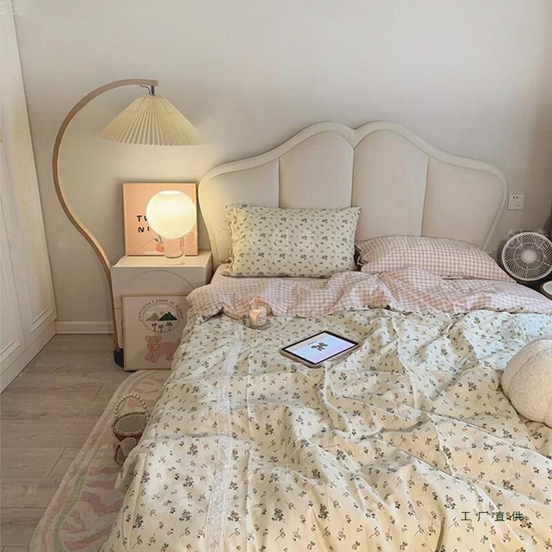 Internet Celebrity Dama Si Butterfly Princess Bed Cream Style Genuine Leather Bed Master Bedroom 1.8m Double Bed Girls' Soft Bed Wedding Bed