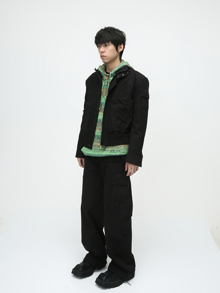 Mtlclothes ropa de Hombre | 2023 otoño retro funcional tridimensional diseño de bolsillo chaqueta pantalones casuales traje