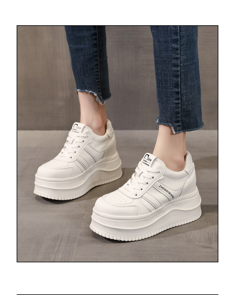 Giày sneaker nữ chunky đế dày phong cách Hàn Quốc, tăng chiều cao, màu trắng basic — màu trắng chi tiết 16