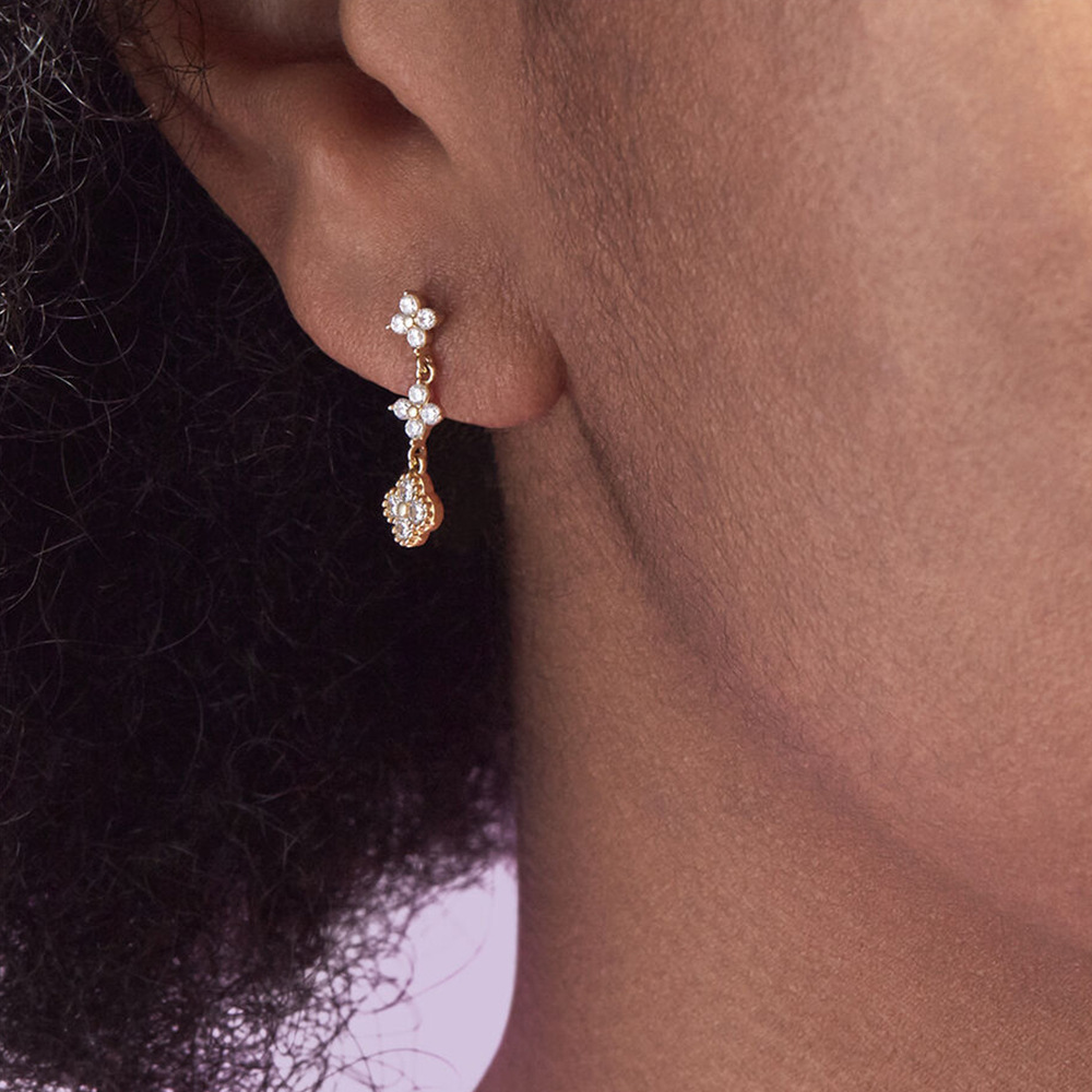 15g Weight 925 Sterling Silver Ear Needle Material 1 Pair 925 Sterling Silver Flower Drop Earrings