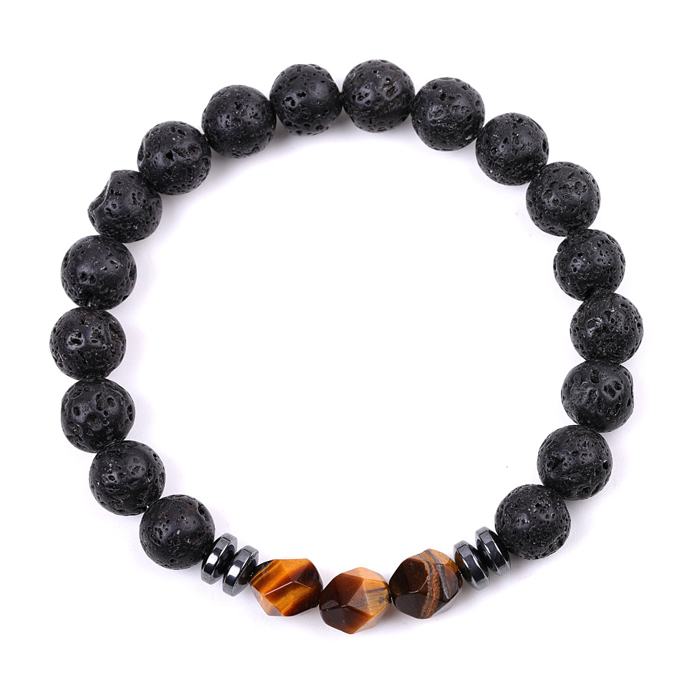 Amethyst Und Schwarzes Obsidian Lavastein Armband Für Damen_voghion.com