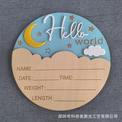クロスボーダー木製赤ちゃんマークHello World新生児マーク出生帯愛赤ちゃん公告マーク