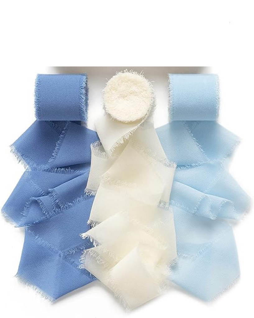 INS deshilachado gasa cinta ramo de la boda borla cinta arco decoración hilo de nieve tira de tela de seda