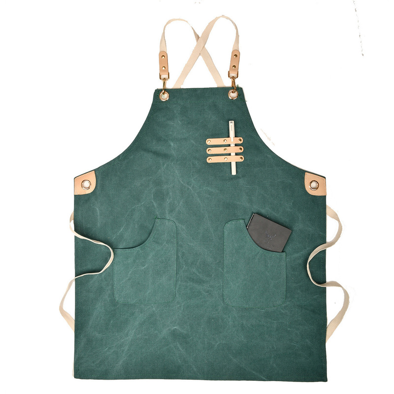Custom wholesale canvas apron custom logo printing supermarket milk tea shop coffee hot dyeing division catering special prevention