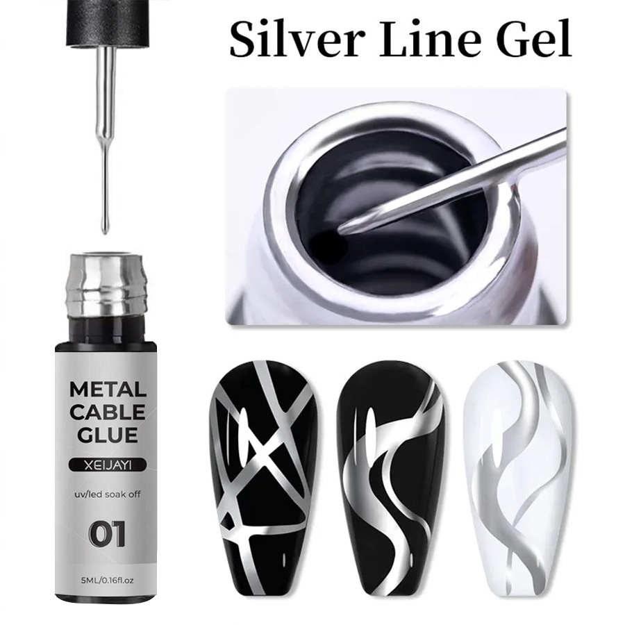 Gel de Dibujo de Metal para Uñas 5ml Secado Refuerzo para Salón de Uñas