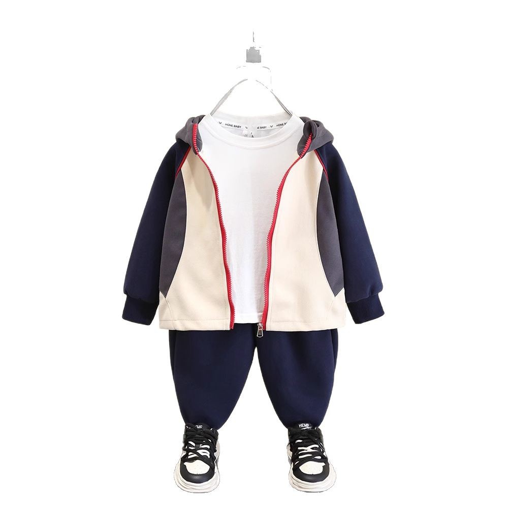 7533 niños primavera y otoño chaqueta con capucha cardigan traje deportivo para niños 2025 nuevo traje de dos piezas coreano casual