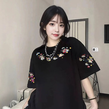 2025年新款夏季班服闺蜜装蜡笔小新刺绣情侣重工款式短袖t恤男女