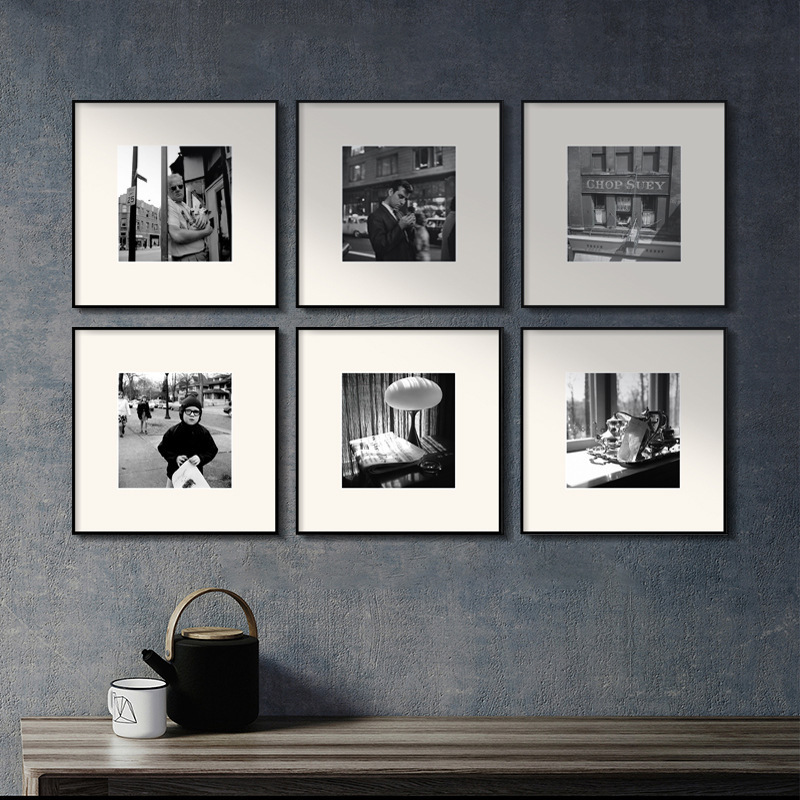 Black and white photo photography decorative painting living room dining room dining room retro Jiugongge combination hanging painting niche art poster