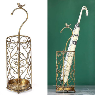 Simple Bird Handle Umbrella Stand Wrought Iron Umbrella Bucket Hotel Hotel Home Umbrella Storage Bucket Entrance Umbrella Stand