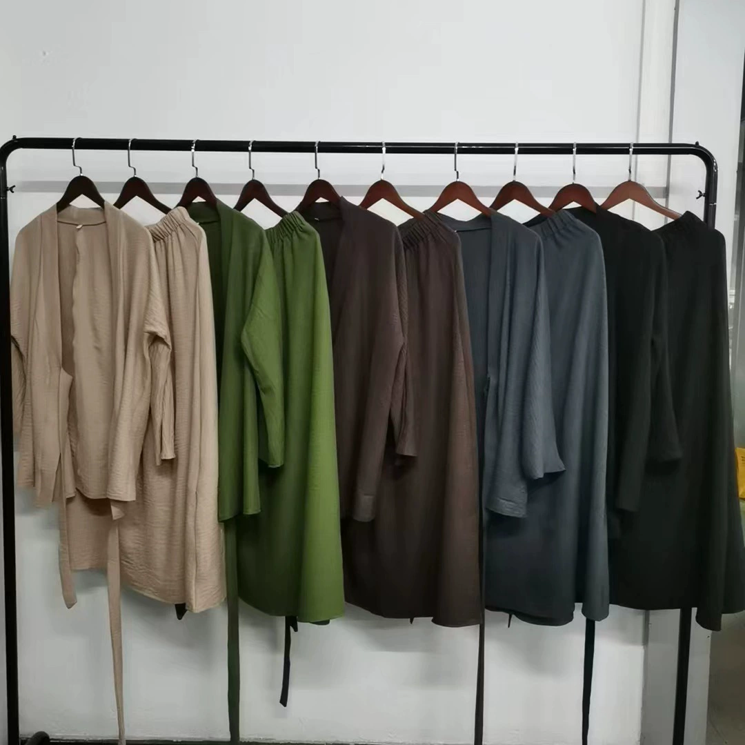 Прямая поставка производителя Iduo сплошной цвет свободный с v-вырезом повседневная шнуровка Ближний Восток Дубай Топ Юбка Комплект 24807