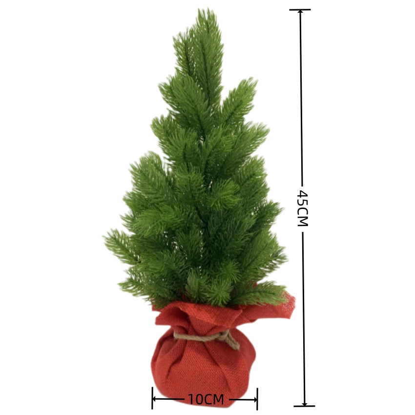 Мини-искусственное рождественское дерево, настольная декорация DIY, зеленый, основа из мешковины