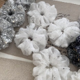 Extra-großes Pailletten Haargummi Aus Mesh Elastisches Haarband_voghion.com