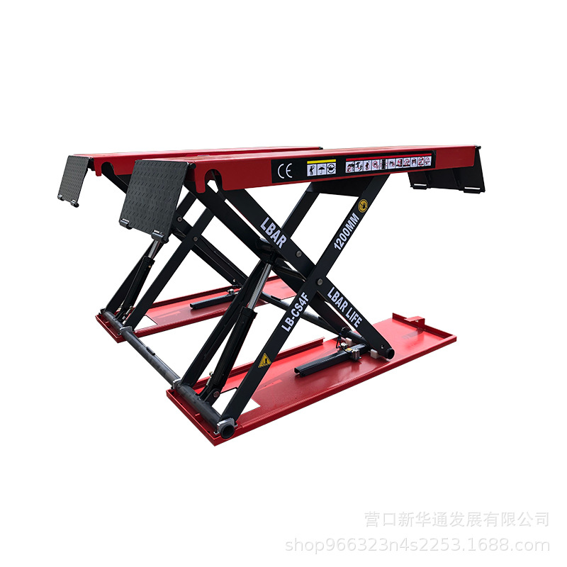 Elevación del coche elevación 1,2 m de altura móvil pequeña tijera 4 T mantenimiento auto reparación equipo instalación libre