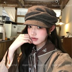 日系慵懒山本风堆叠感贝雷帽显脸小秋冬百搭羊毛报童帽复古画家帽