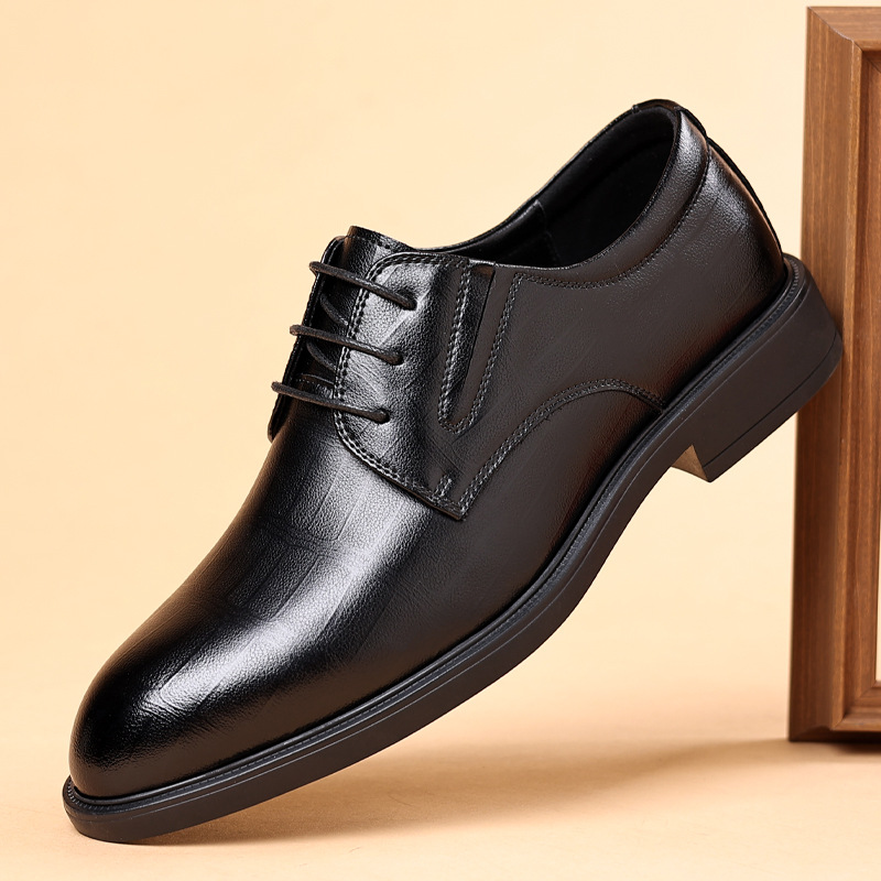 Men's Leather Shoes 2025 Autumn New Style Height Increasing Business Formal Shoes British Thick Sole Men's Wedding Groom Shoes
