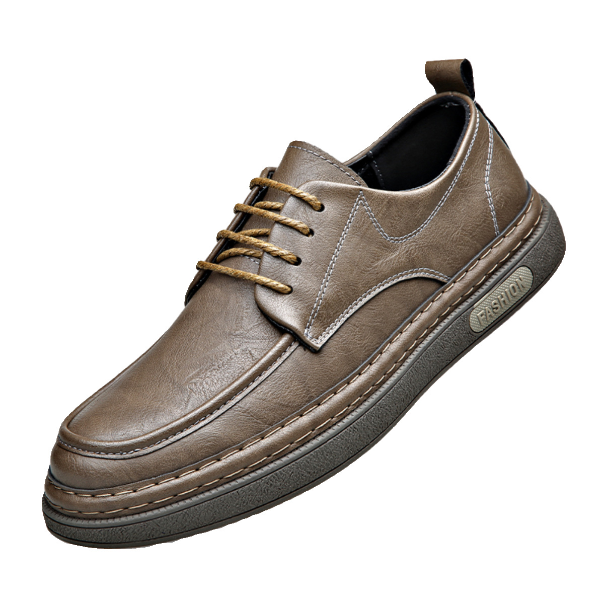 Men's Casual Leather Trainers Soft Sole Versatile Korean Style_voghion.com