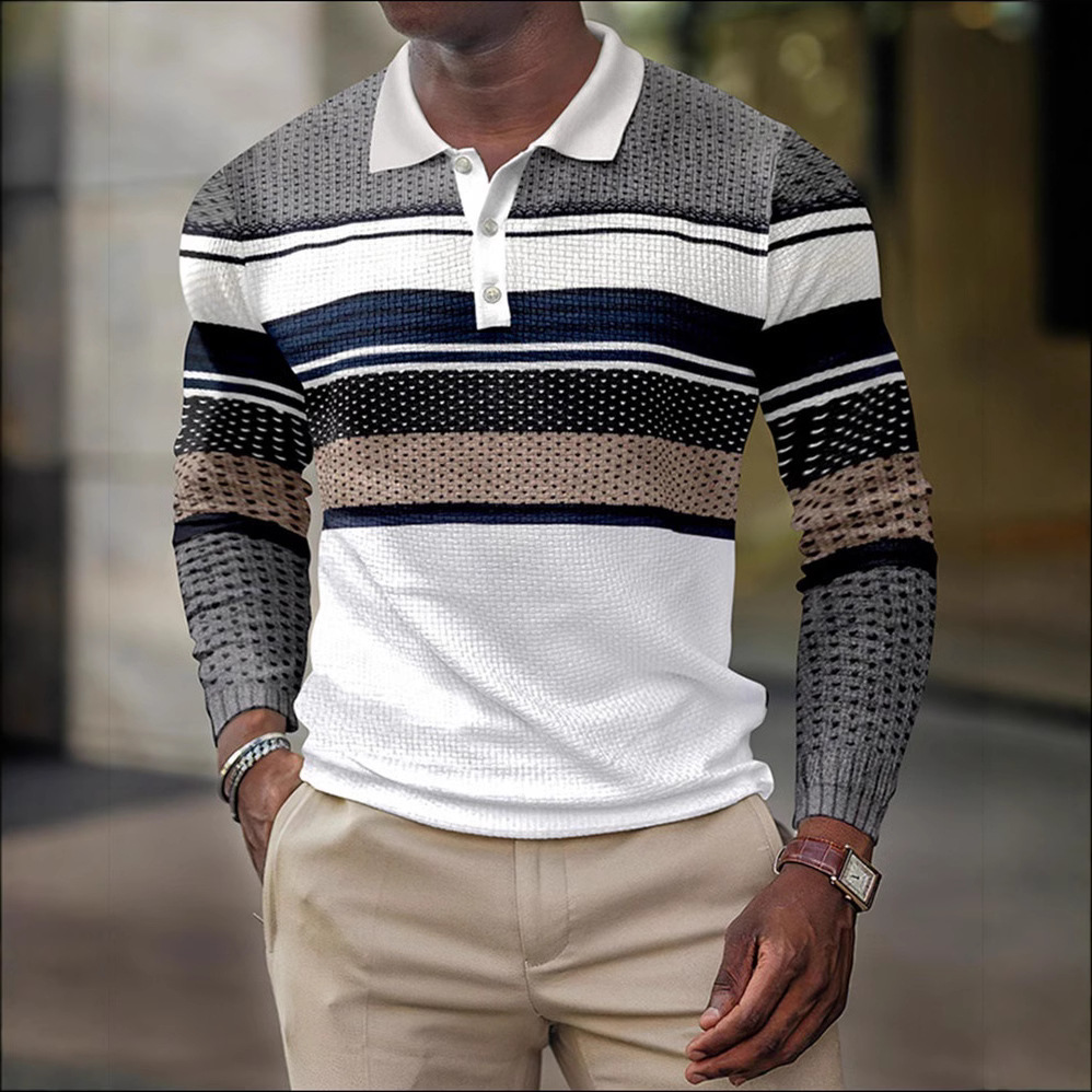 Comercio exterior transfronterizo primavera nuevos hombres de manga larga con botones POLO camisa hombres europeos y americanos moda casual top hombres